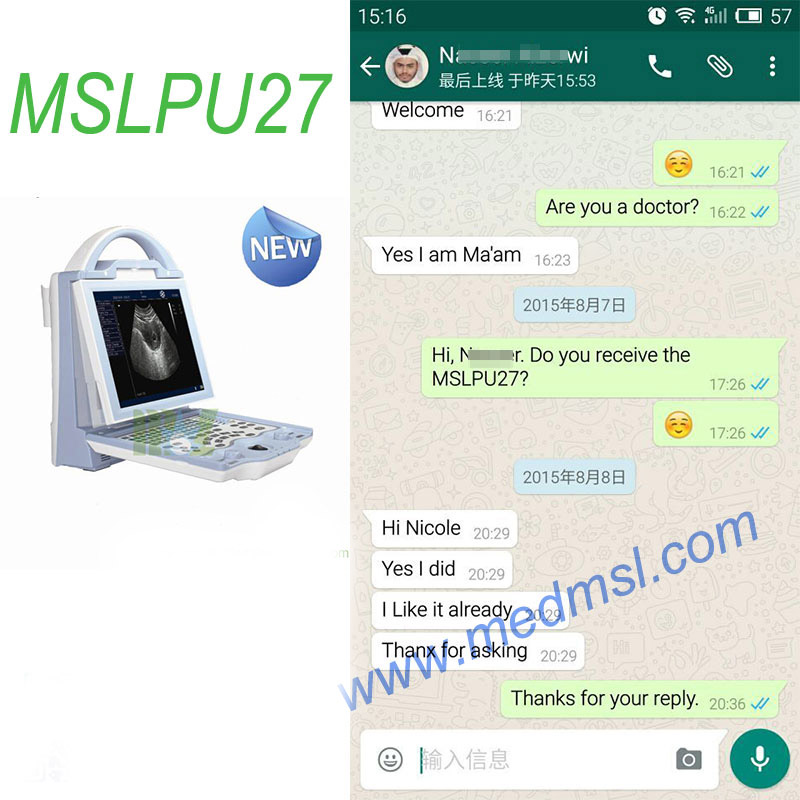 MSL Ultrasound machine MSLPU27 Praises From Clients