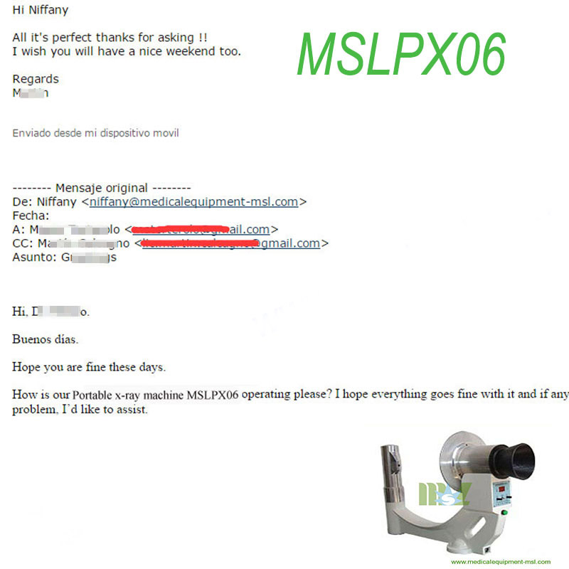 MSL X ray machine MSLPX06 Praises From Clients